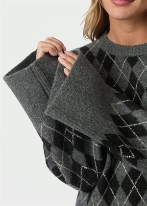 Kick check knit bluse Antracit Neo Noir 